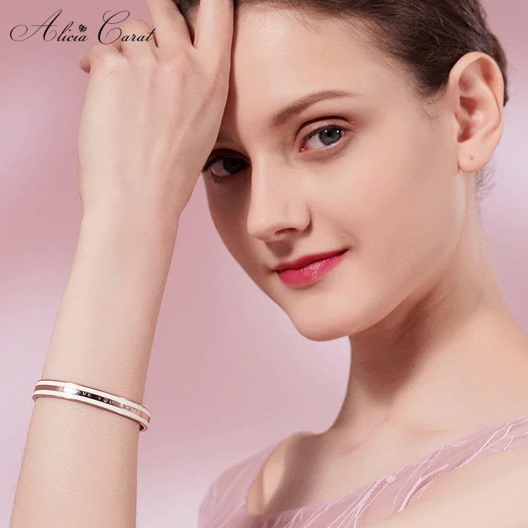 Alicia Carat Bracelet Or Rose Femme I Love You Forever