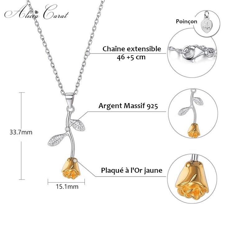 Alicia Carat Collier Rose Éternelle Argent