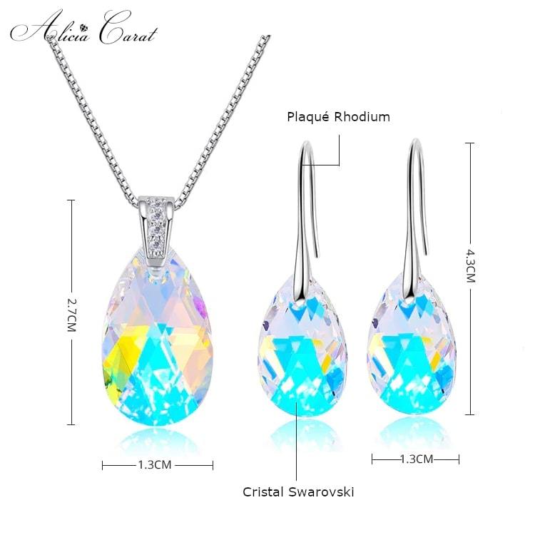 Alicia Carat Parure Bijoux Larme Étincelante Cristaux de Swarovski
