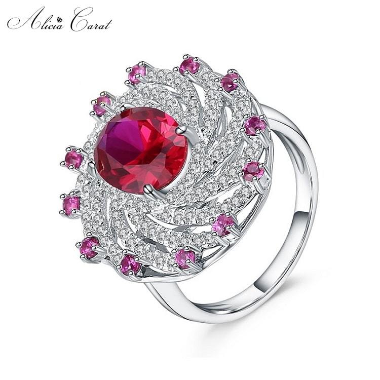 Bague Argent Rubis Femme