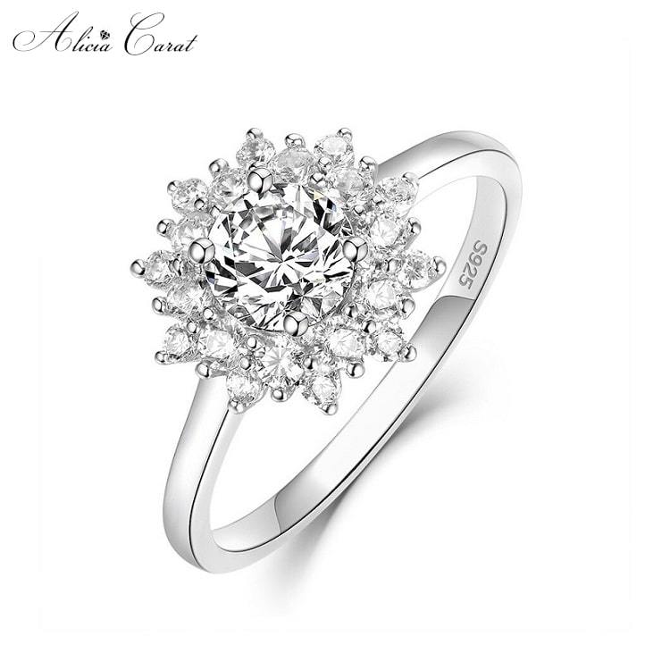 Bague Diamant Bague De Fiancaille En Argent Pour Femme Bague
