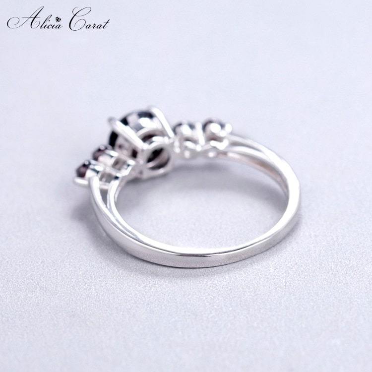 Bague Fiançailles Noire Argent 925