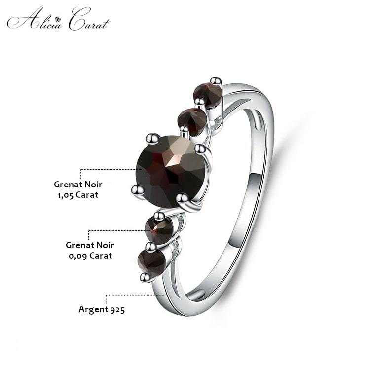 Bague Fiançailles Noire Argent