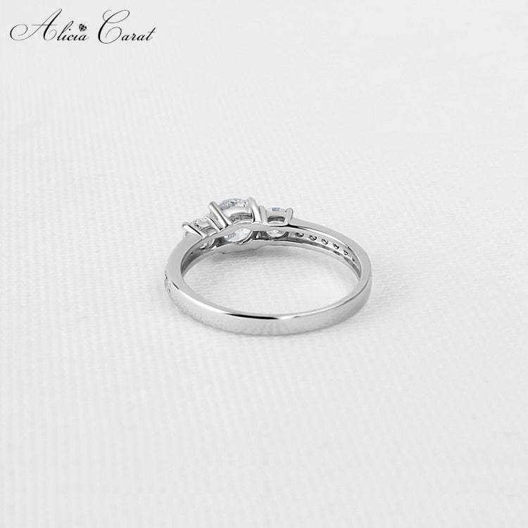 Bague de Fiançailles 3 Diamants Argent Massif