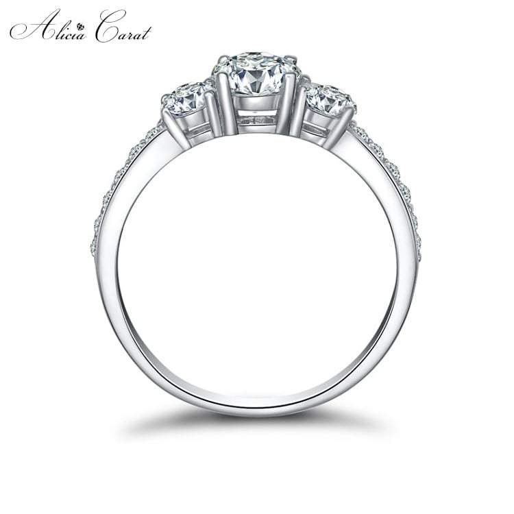 Bague de Fiançailles 3 Diamants Argent