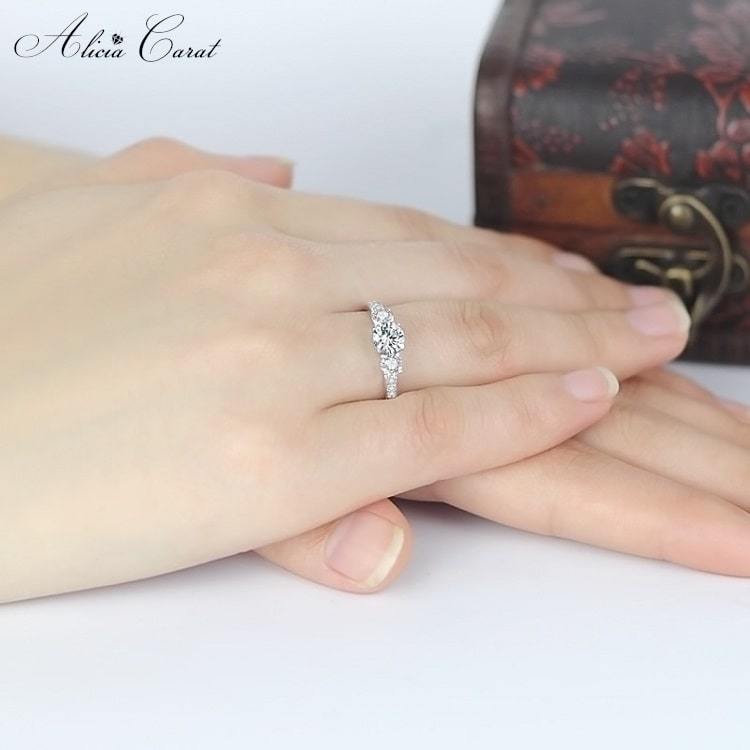 Bague de Fiançailles 3 Diamants Femme