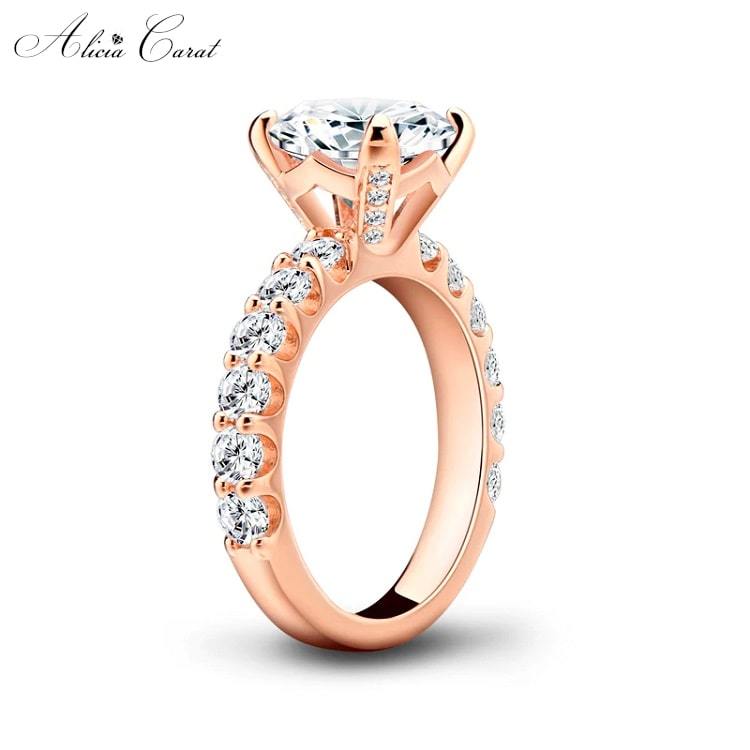 Bague de Fiançailles Argent Or Rose