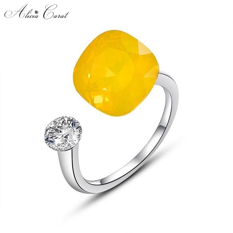 Bague de Fiançailles Cristal Swarovski Jaune