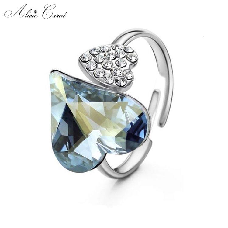 Bague de Fiançailles Femme Cœur Bleu