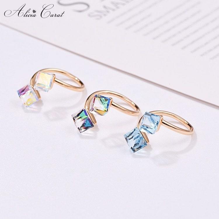 Bague de Fiançailles Cube Solitaire