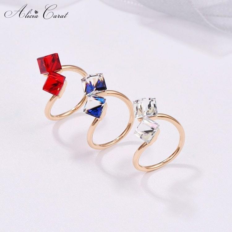 Bague de Fiançailles Cube Solitaire