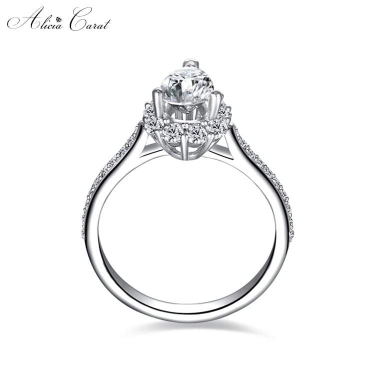 Bague de Fiançailles Poire Argent