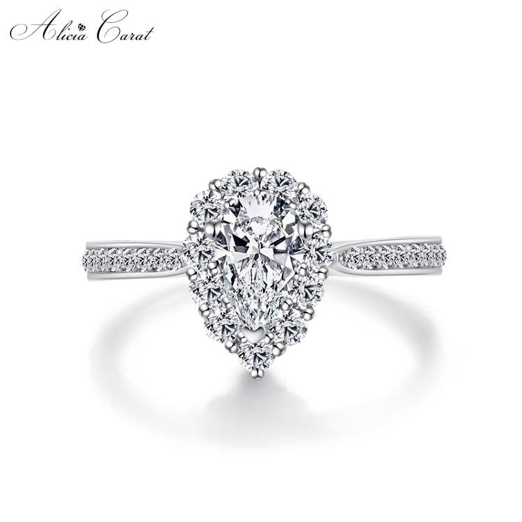 Bague de Fiançailles Poire Zirconium
