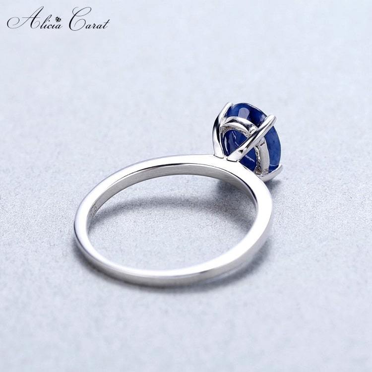 Bague de Fiançailles avec Saphir Argent 925