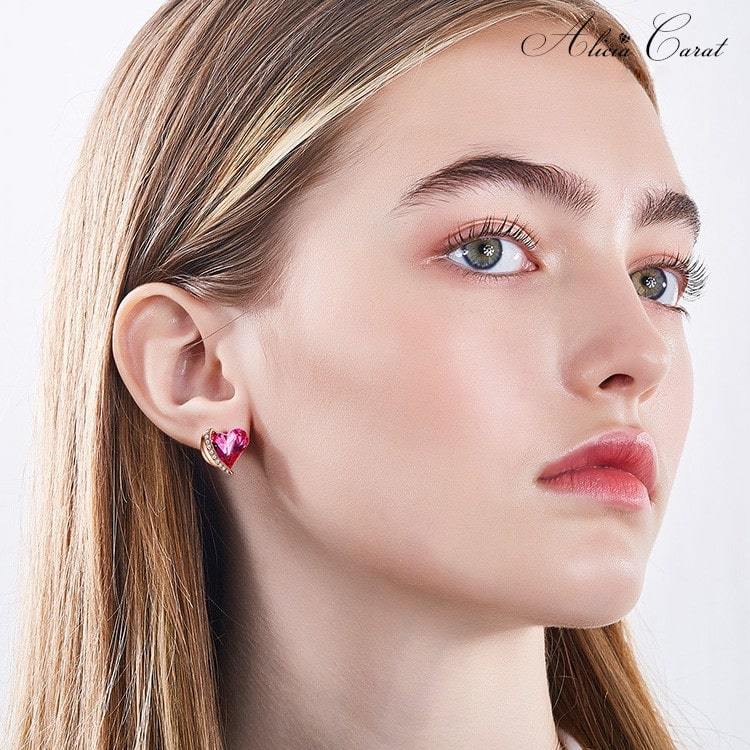 Boucles d&#39;Oreilles Ailes Ange Or Rose Cristal de Swarovski