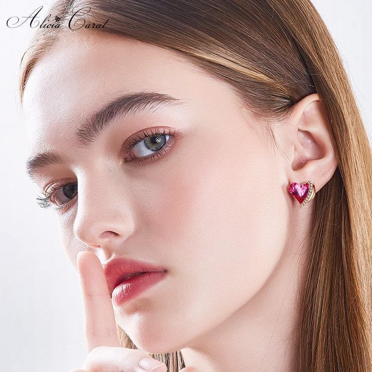 Boucles d&#39;Oreilles Ailes Ange Or Rose Cristaux de Swarovski