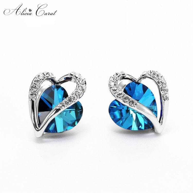 Boucles d&#39;Oreilles Cœur Suspendu Argent 925