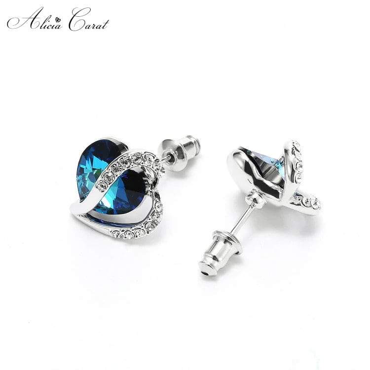 Boucles d&#39;Oreilles Cœur Suspendu Argent Swarovski