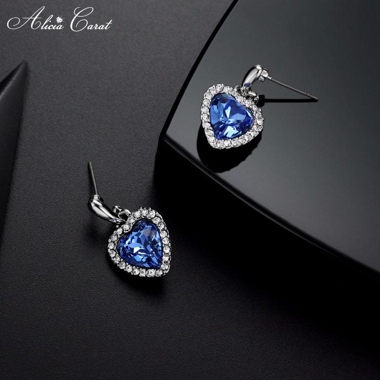 Boucles d&#39;Oreilles Cœur de l&#39;Océan Bleu