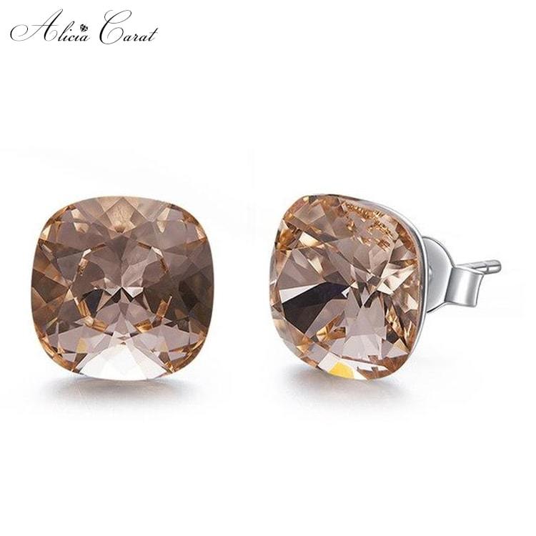 Boucles d&#39;Oreilles Cristal de Swarovski Carré Argent
