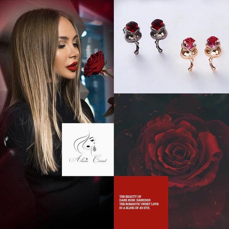 Boucles d&#39;Oreilles Cristal de Swarovski Femme Rose Éternelle