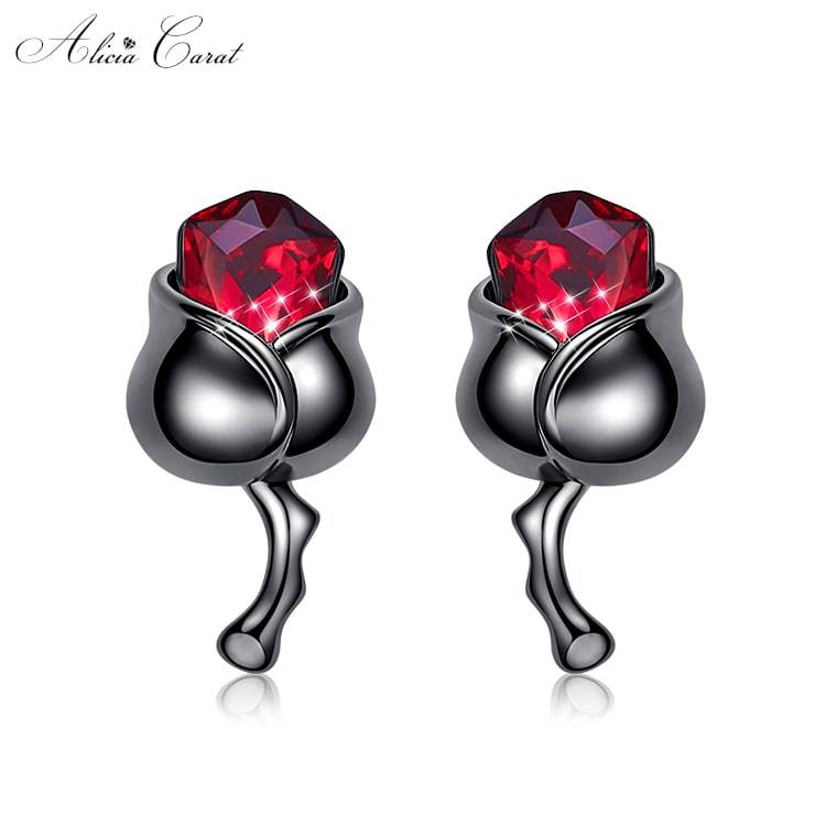 Boucles d&#39;Oreilles Cristal de Swarovski Rose Éternelle