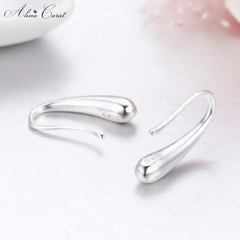 Boucles d&#39;Oreilles Goutte d&#39;Eau Argent Alicia Carat