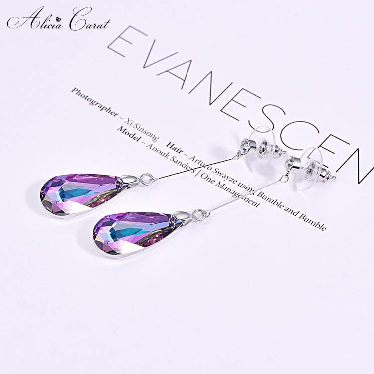 Boucles d&#39;Oreilles Goutte d&#39;Eau Cristal Alicia Carat