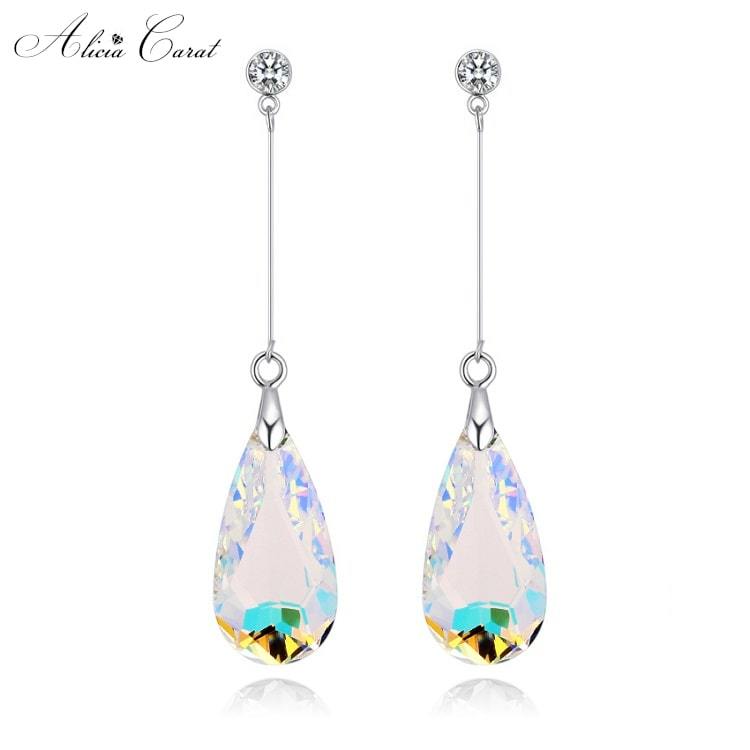 Boucles d&#39;Oreilles Goutte d&#39;Eau Cristal Aurore Boréale