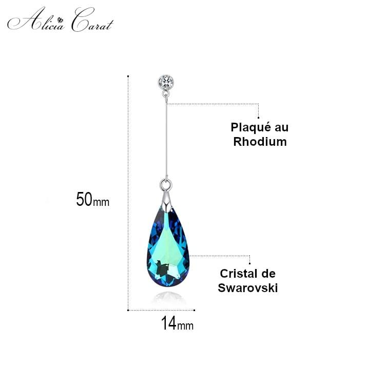 Boucles d&#39;Oreilles Goutte d&#39;Eau Cristal Dimensions