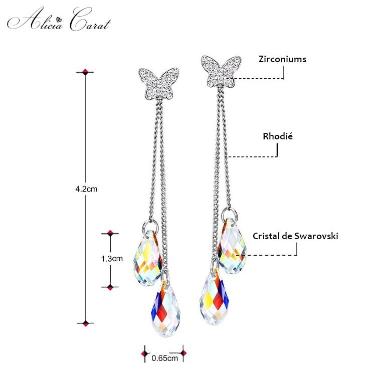 Boucles d&#39;Oreilles Goutte d&#39;Eau Cristal Swarovski Dimensions