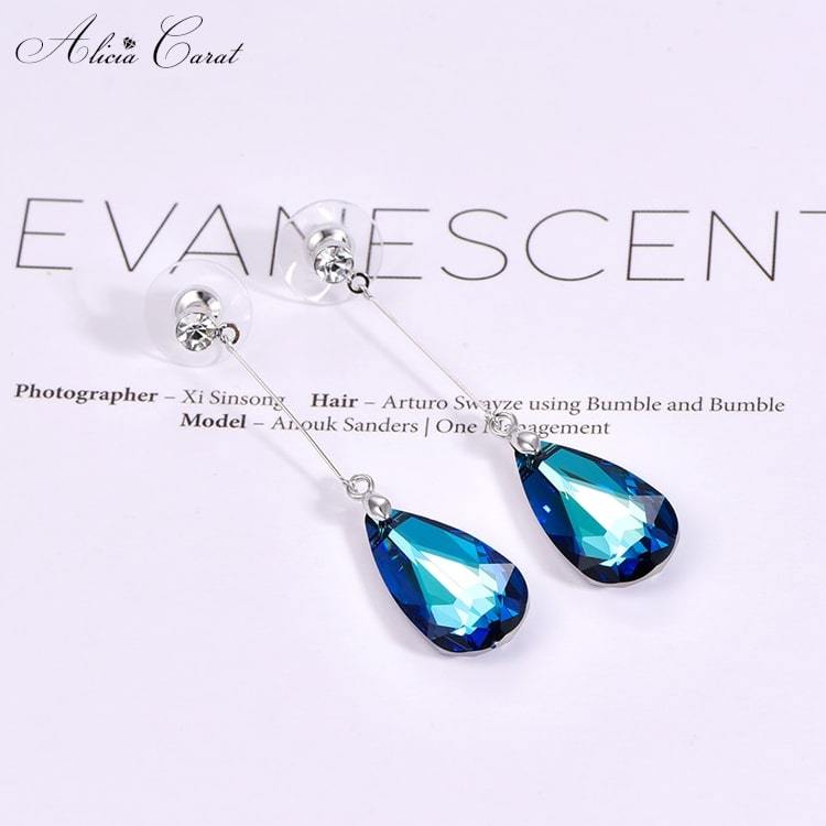 Boucles d&#39;Oreilles Goutte d&#39;Eau Cristal Swarovski