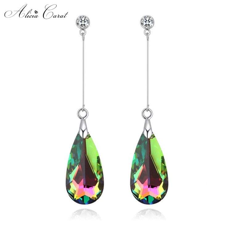 Boucles d&#39;Oreilles Goutte d&#39;Eau Cristal Vitrail Moyen