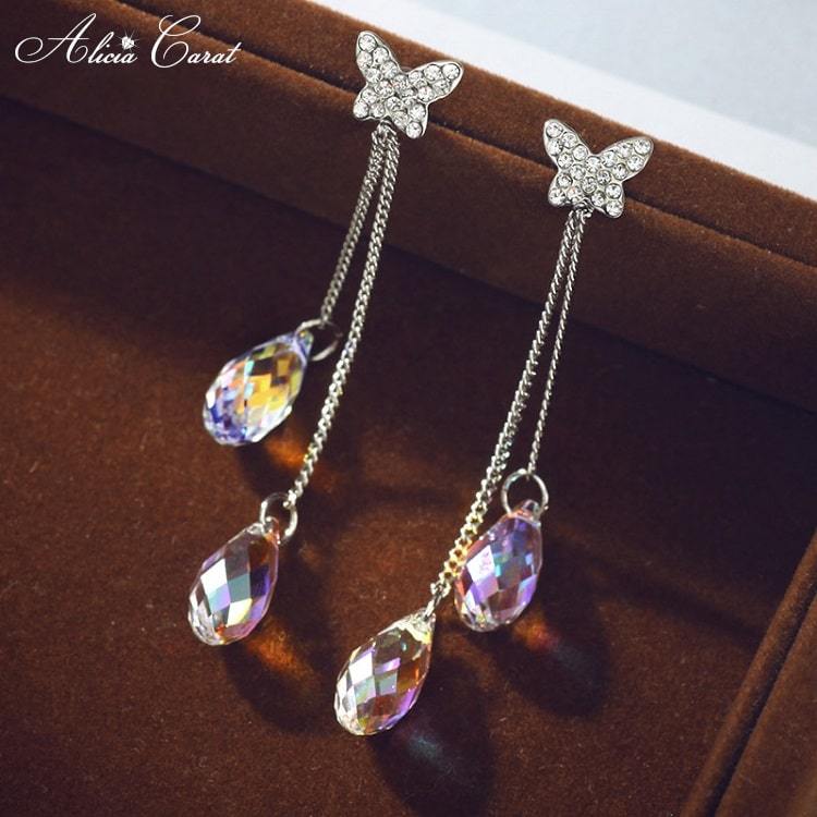 Boucles d&#39;Oreilles Goutte d&#39;Eau Cristal