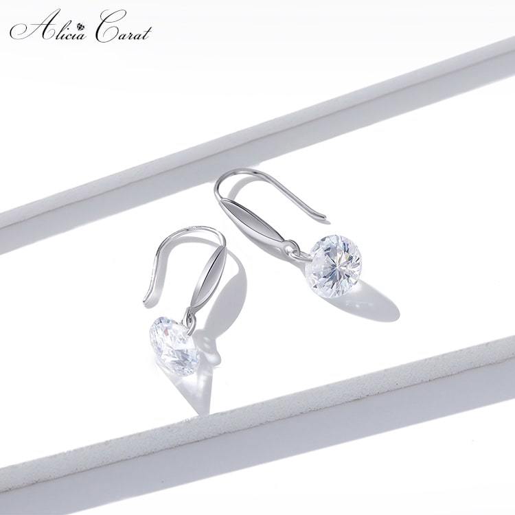 Boucles d&#39;Oreilles Goutte d&#39;Eau Diamant Argent