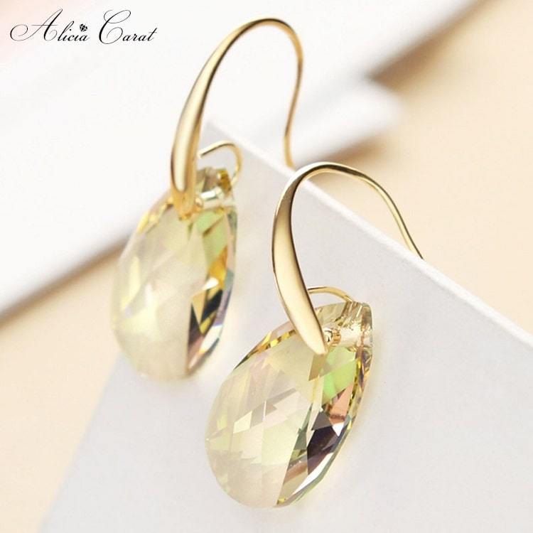 Boucles d&#39;Oreilles Goutte d&#39;Eau Or Alicia Carat