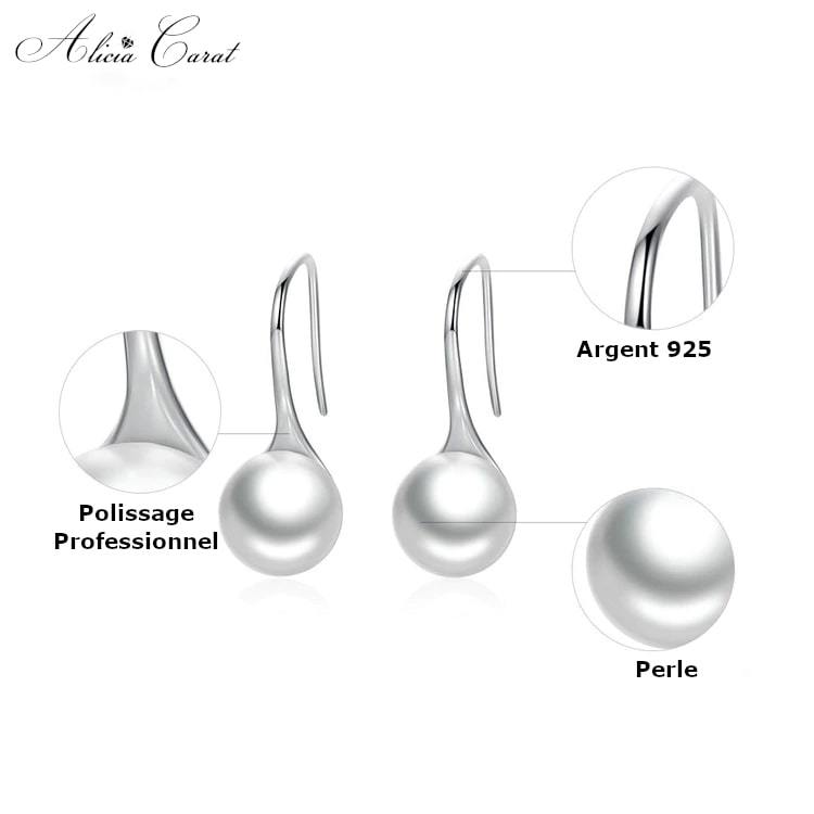 Boucles d&#39;Oreilles Goutte d&#39;Eau Perle Caractéristiques