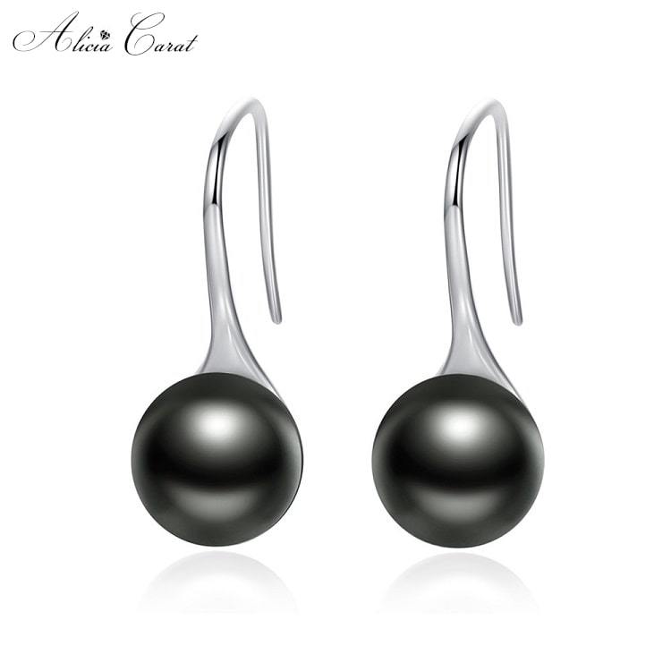 Boucles d&#39;Oreilles Goutte d&#39;Eau Perle Noire