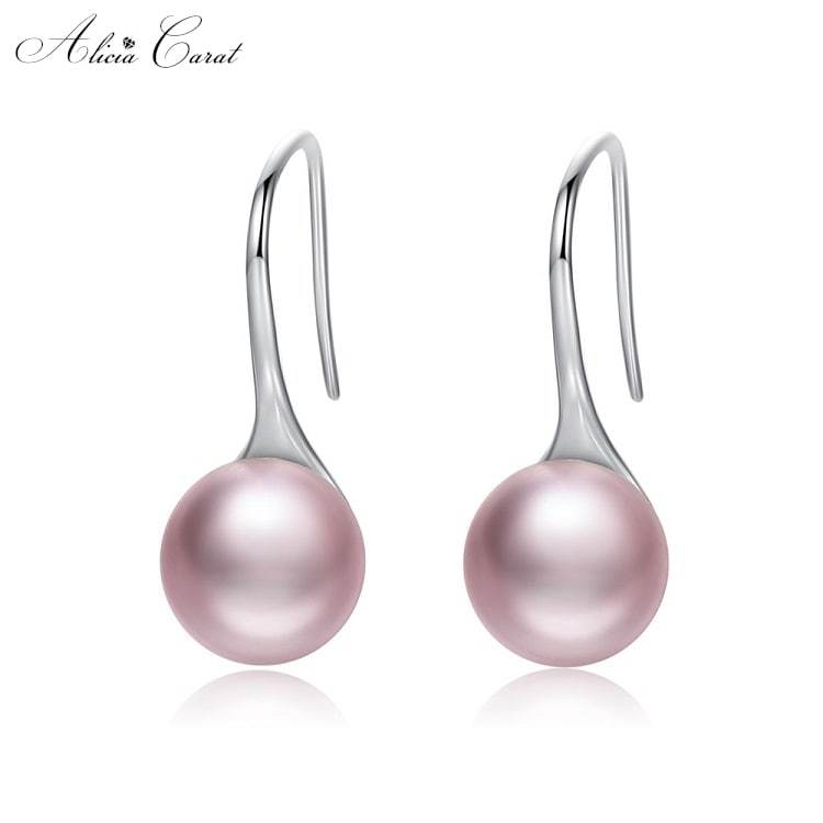 Boucles d&#39;Oreilles Goutte d&#39;Eau Perle Rose