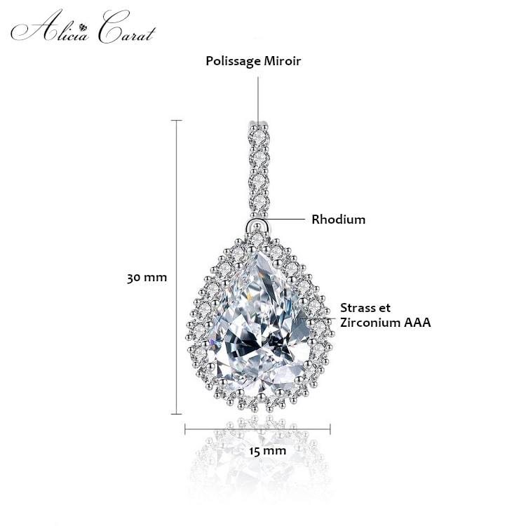 Boucles d&#39;Oreilles Goutte d&#39;Eau Strass Transparent