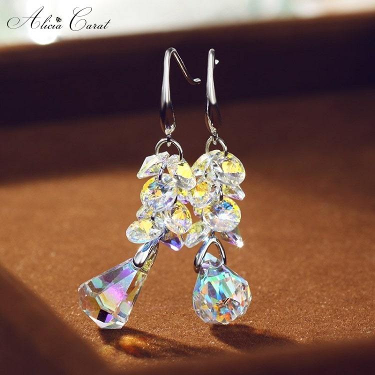 Boucles d&#39;Oreilles Goutte d&#39;Eau Transparente Alicia Carat