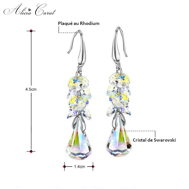 Boucles d&#39;Oreilles Goutte d&#39;Eau Transparente Dimensions