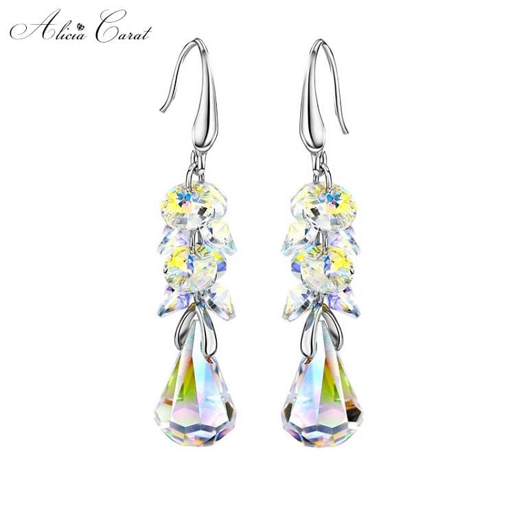 Boucles d'Oreilles Goutte d'Eau Transparente