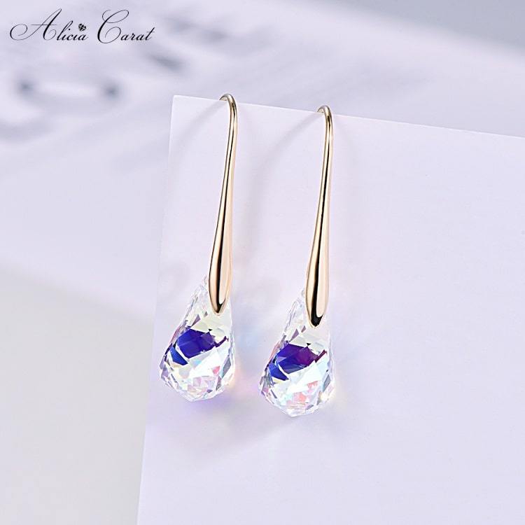 Boucles d&#39;Oreilles Goutte d&#39;Eau en Or 18K