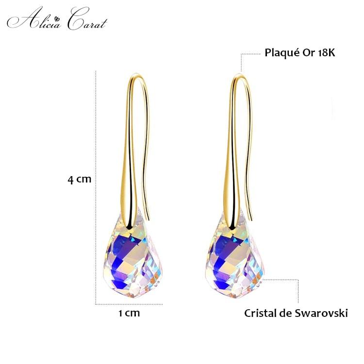 Boucles d&#39;Oreilles Goutte d&#39;Eau en Or Dimensions
