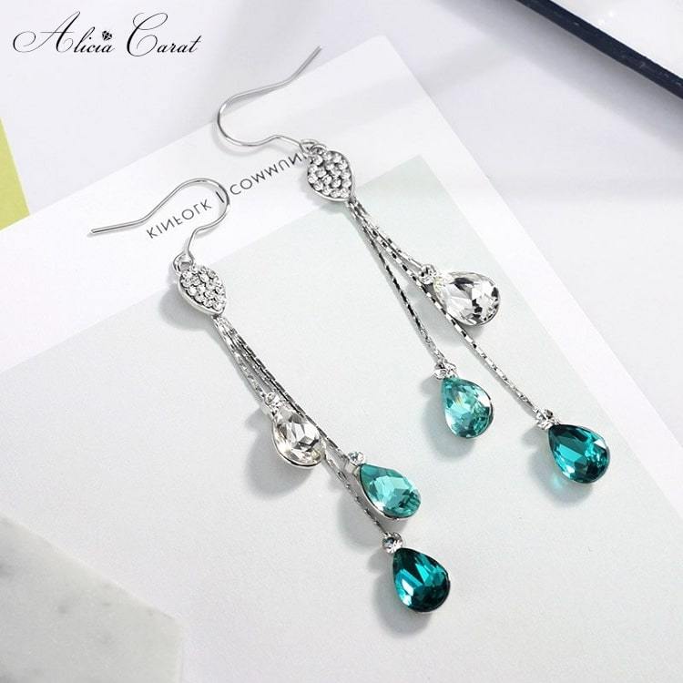 Boucles d&#39;Oreilles Gouttes d&#39;Eau Cristal Swarovski