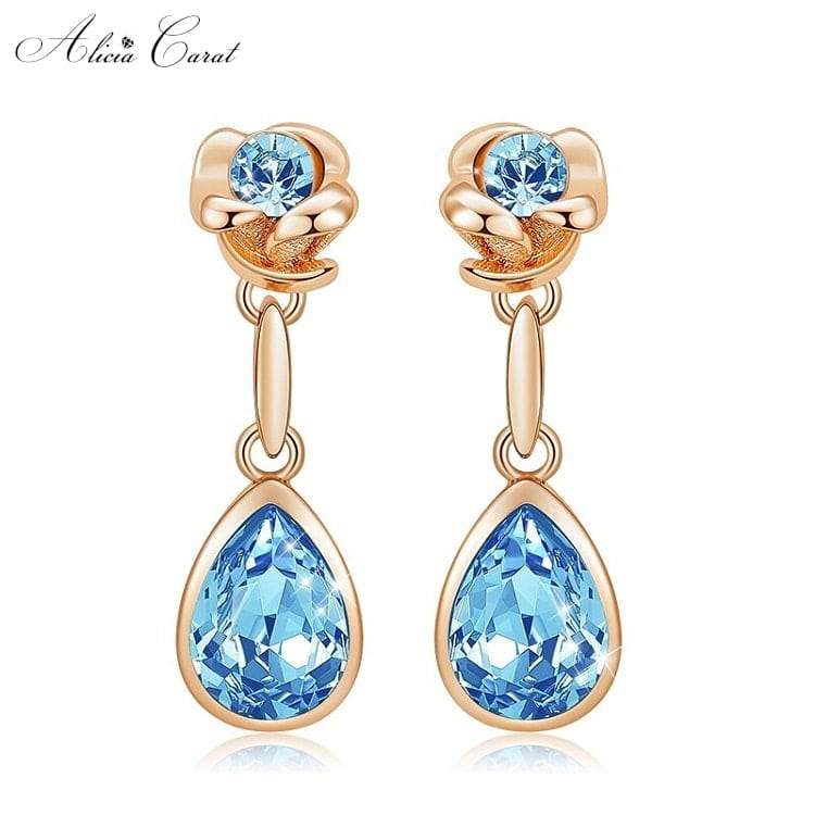 Boucles d&#39;Oreilles Gouttes d&#39;Eau Fleur Éternelle