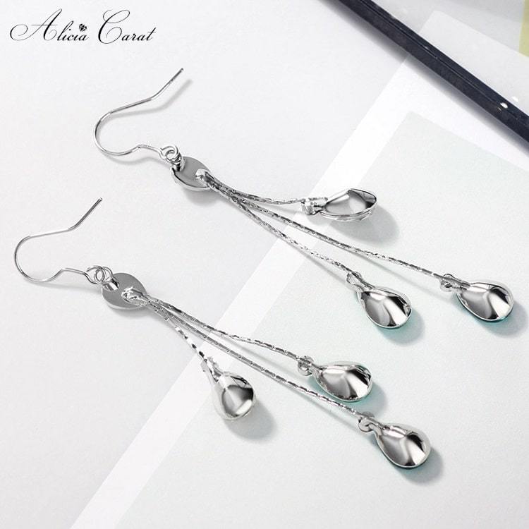 Boucles d&#39;Oreilles Gouttes d&#39;Eau Rhodium