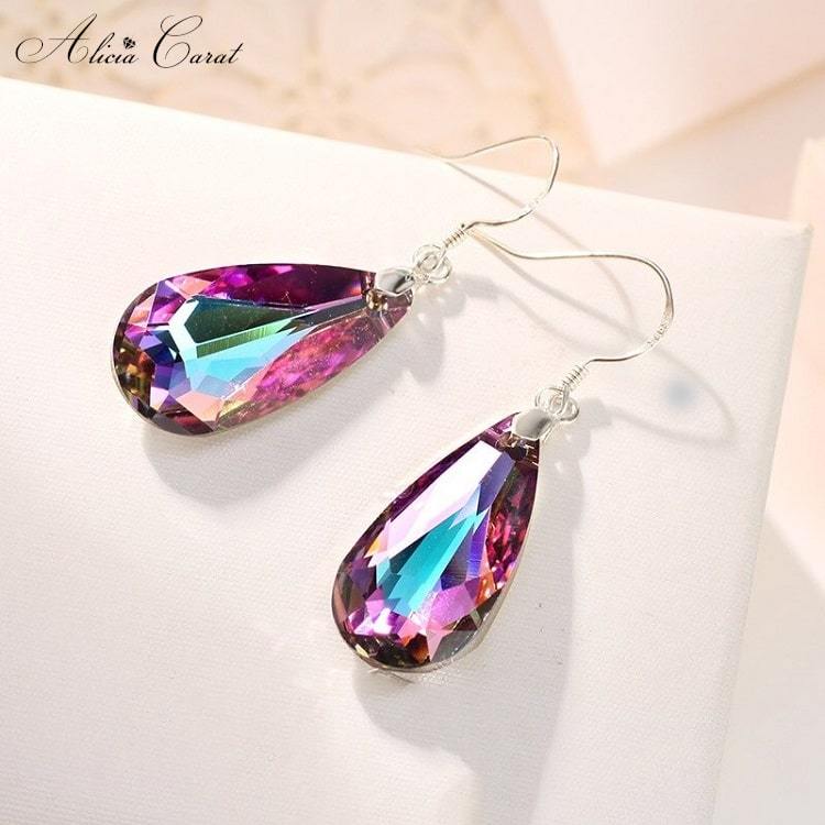 Boucles d&#39;Oreilles Pendante Goutte d&#39;Eau Alicia Carat