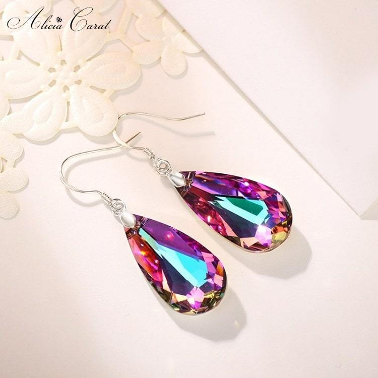 Boucles d&#39;Oreilles Pendante Goutte d&#39;Eau Cristal Swarovski